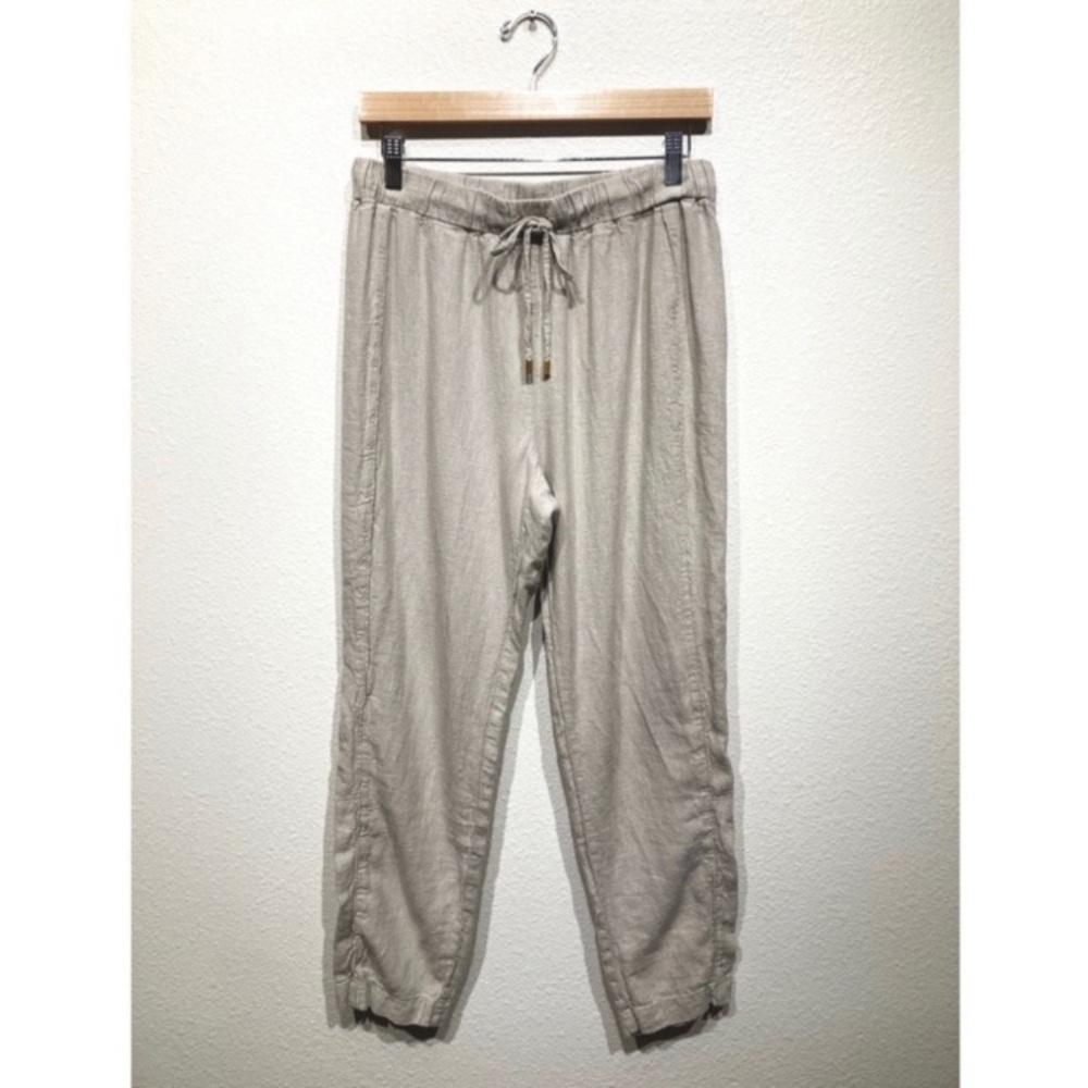 Ellen Tracy Beige Linen tapered pants
